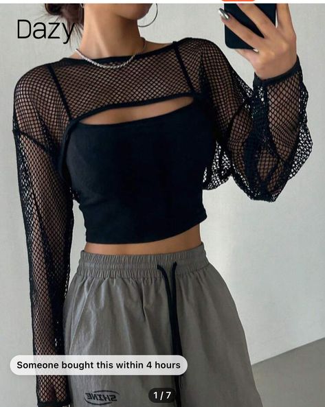 Drawing Outfits, Super Crop Top, Mesh Sweater, White Fashion Casual, Mesh Tops, Teenage Fashion, Christmas Outfits, Sweater Women's, Going Out Tops