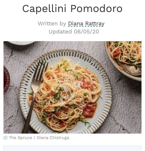 Cappellini Pomodoro, Capellini Pasta Recipes, Capellini Pomodoro Recipe, Capellini Pomodoro, Summer Squash Pasta, Pomodoro Recipe, Pasta With Tomatoes, Pasta Pomodoro, Squash Pasta