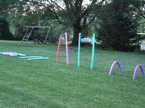 Pool Noodle Games, Noodle Crafts, Backyard Games Kids, Backyard Obstacle Course, Pool Noodle Crafts, Kids Obstacle Course, Outdoor Fun For Kids, Outdoor Games For Kids, Sleepover Games