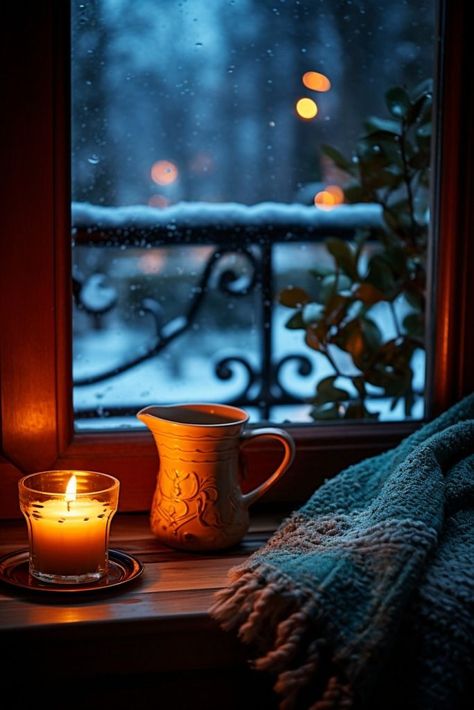 Bokeh Aesthetic, Cozy Images, Window Reveal, Hygge Living, Unique Holiday Cards, Pinterest Graphics, Rustic Window, Coffee Cookies, Cozy Spaces