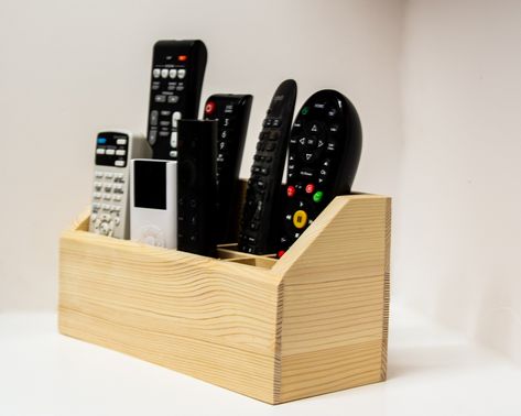 Remote Organization, Home Bar Signs, Side Box, Remote Control Holder, Hall Interior Design, Remote Holder, Family Christmas Gifts, Desktop Organization, Organization Boxes