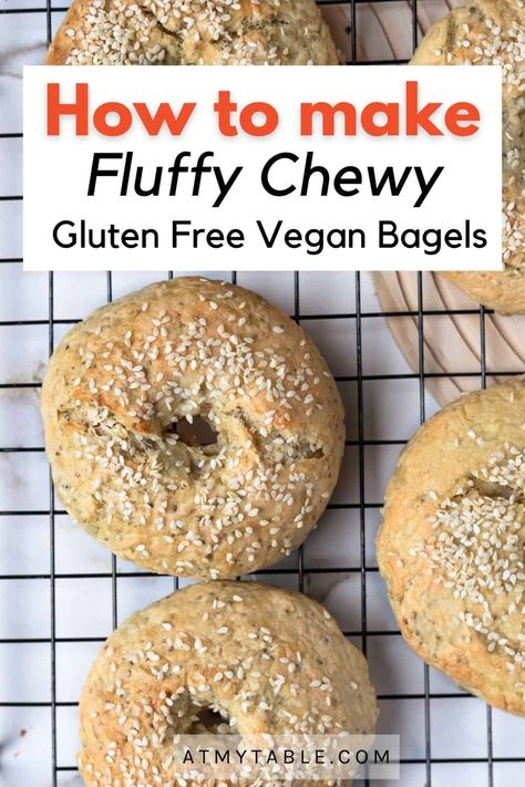 Easy Golden-Brown Gluten-Free Vegan Bagel recipe. Perfect for busy families, this healthy recipe uses simple ingredients to create a chewy and fluffy texture. With tips and trick to ensure you get the best results to satify your craving for fresh chewy bagels. These bagels also travel well so make an excellent packed lunch or lunchbox addition. Vegan Bagel Recipe, Vegan Bagels, Gluten Free Bagel Recipe, Vegan Bagel, Gluten Free Dough, Gluten Free Bagels, Vegan Breakfasts, Tips And Trick, Best Bagels