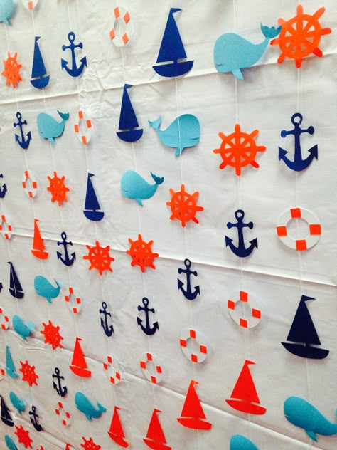 Handmade backdrop  Nautical themed backdrop  Nautical theme party  Sailor theme backdrop Nautical Party Backdrop, Sailor Classroom Theme, Nautical Theme Backdrop, Sailor Birthday Theme, Sailor Party Decorations, Sailor Theme Party, Deco Theme Marin, Nautical Backdrop, Sailor Decor