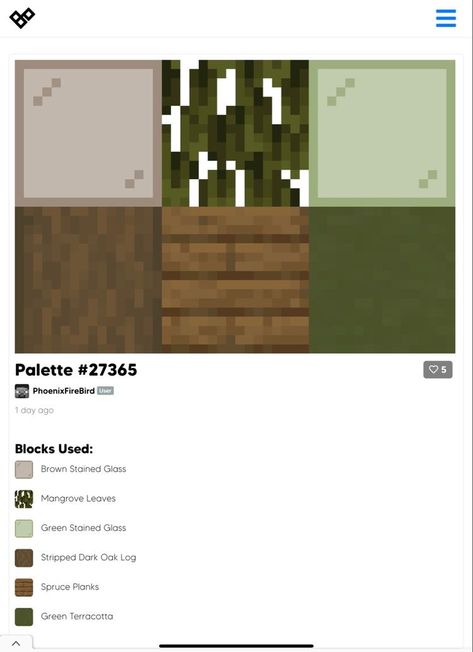 Minecraft Cottagecore Block Palette, Spruce Block Palette Minecraft, Oak And Spruce House Minecraft, Minecraft Aesthetic Block Palette, Dark Oak Color Palette Minecraft, Minecraft Oak Palette, Minecraft Block Palette Spruce, Minecraft Building Color Palette, Minecraft Color Palette Cottage Core