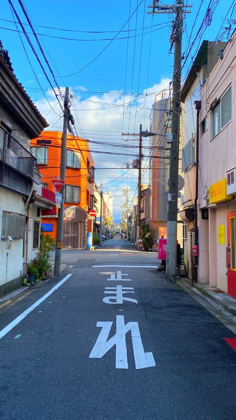 Japan Street Landscape, Japan Street Drawing, Japanese City Aesthetic, Japan Street Aesthetic, Japanese Street Photography, Japan Aesthetic Art, Japan Cityscape, Bird Soaring, Urban Street Photography