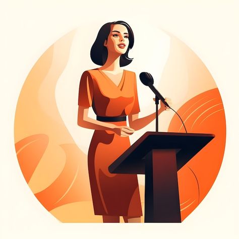 Photo illustration of presenter or publi... | Premium Photo #Freepik #photo Public Speaking Illustration, Conference Pictures, Minimalist Flat, Public Speaker, Minimalist Artwork, Flash Card, Illustration Cartoon, Cartoon Drawing, Art Graphic Design