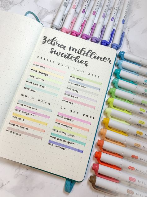 Highlighter Pen Design Ideas, Highlighters For Journaling, Things To Do With Highlighters, Highliters School Aesthetic, Midliner Pens Aesthetic, Highlighter Design Ideas Notebook, Highlighter Lettering, Best Highlighters For Notes, Midliner Pens Color Combos