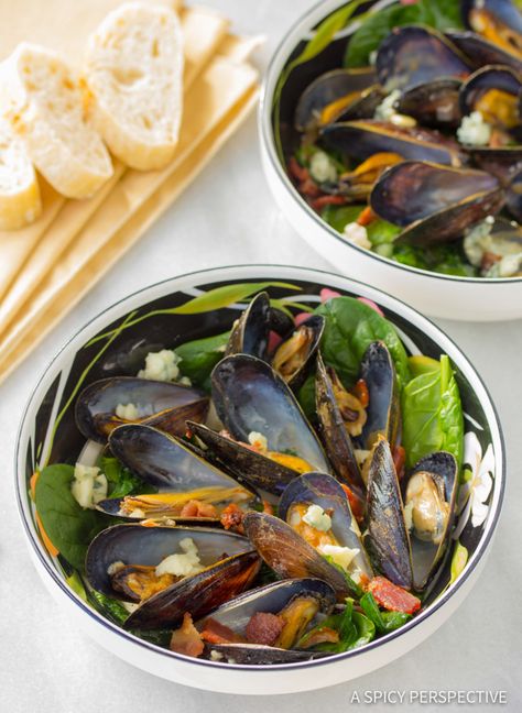 Mussels Recipe with Blue Cheese - Page 2 of 2 - A Spicy Perspective Irish Beer Cheese Soup, Blue Cheese Recipes, Beer Cheese Soups, Mussels Recipe, A Spicy Perspective, Caesar Salad Recipe, Deep Dish Pizza, Recipe 30, Paleo Whole 30