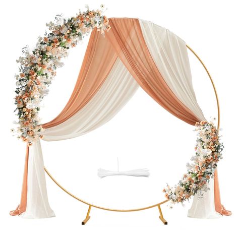 PRICES MAY VARY. 【Value Arch Kit】 : The round balloon arch kit contains accessories that can help you easily build a party backdrop, even if you are a beginner. 【Durable & Reusable】: This round arch is made of gold iron, durable and corrosion-resistant, and can be reused. The arch diameter is 6.8ft/2.1m, which won't take up much space. 【EASY ASSEMBLY】: This round arch frame can be quickly assembled in minutes. Just connect the iron pipe and lock the buckle. There is no cumbersome operation, and Balloon Arch With Crown, Table Hoop Balloon, Round Backdrop Ring, Gold Round Backdrop With Flowers, Circular Wedding Arch Lights, Wedding Chandelier Made Out Of Wreath, Arch Backdrop Panels Size, Lights Hanging From Wedding Arch, Wedding Arch Lights Indoor