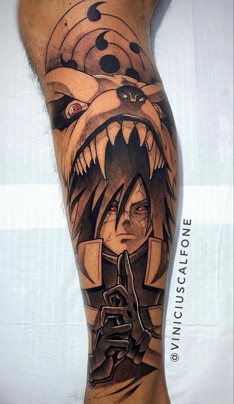 Manga Tattoos Anime, Anime Calf Tattoo Men, Naruto Chest Tattoo, Hashirama Tattoo Design, Naruto Arm Tattoo, Madara Uchiha Tattoo Ideas, Madara Tattoo Design, Naruto Sleeve Tattoo, Patchwork Sleeve Tattoo Men