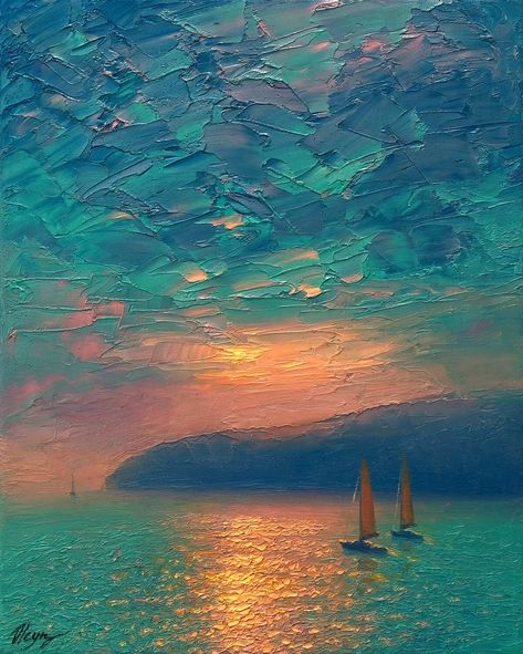 Sea Texture, Home Office Art, Seascape Canvas, Cardboard Sculpture, Sailing Boats, Coastal Wall Decor, Ship Paintings, Seascape Art, Impressionism Painting