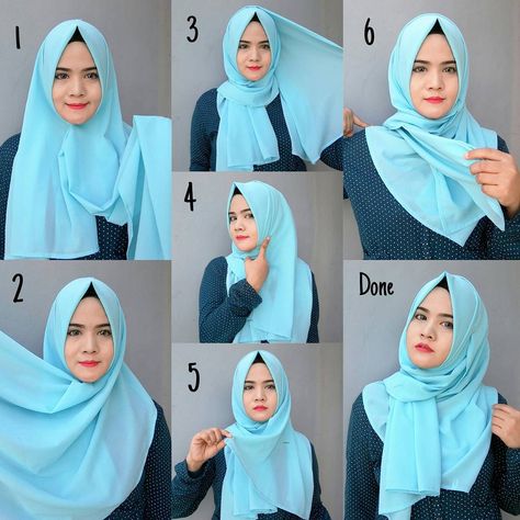 Hijab Tutorials | Hijab Fashion Inspiration Tutorial Hijab Modern, Easy Hijab Style, How To Wear Hijab, New Hijab, Tutorial Hijab Pashmina, Simple Hijab Tutorial, Simple Style Outfits, Hijab Designs, Simple Hijab