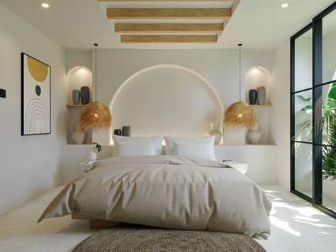 Minimalist Mediterranean, Modern Tropical Design, Mediterranean Bedroom Design, Modern Mediterranean Bedroom, Mediterranean Bedroom Ideas, Mediterranean Room, Bali Bedroom, Mediterranean Bedroom, Apartment Simple