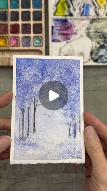 Amber Lane | Watercolor Enthusiast on Instagram: "I had a poll in my stories on whether you wanted to see more salt trees, abstract landscapes or birch trees. Salt trees won so here we are. ☺️

This time I used a color by @winsorandnewton can you guess which one? It’s a newer to me (in the last year!) color and it’s a beautiful one. I did use a few other colors but not much. I’ve got a thing against using color without mixing it at least a little. 😂 it feels so strange to use it straight from the pan. 

Anyone else feel that way? Or just me!?🫣

Also, it’s still FALL!! I’m struggling very hard to paint these winter pieces. I’d prefer to paint fall right now to be honest. 😅

#watercolor #watercolorandsalt #watercolorlandscapes #watercolorwinter" Watercolor Trees Tutorial, Birch Trees, Watercolor Trees, Abstract Landscapes, Birch Tree, To Be Honest, Art Landscape, Beautiful One, Be Honest