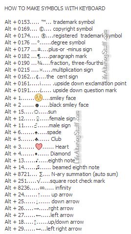 Symbols With Keyboard, Computer Keyboard Shortcuts, Keyboard Symbols, Keyboard Hacks, 1000 Lifehacks, Computer Shortcut Keys, Digital Communication, Computer Help, Keyboard Keys