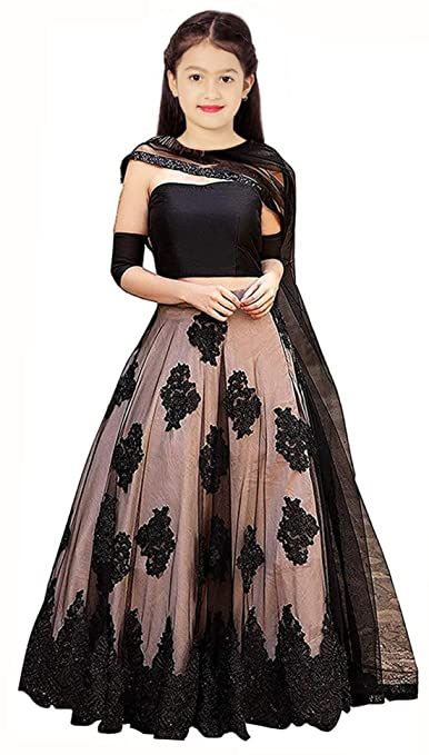 Buy Radhe Creation Embroidered Girl's Semi-Stitched Lehenga Choli for 9-14 Year Girls (Black, Pink) at Amazon.in 10 Years Girl Dress, Short Sleeve Top Pattern, Lehenga For Girls, डिजाइनर कपड़े, Lehenga Pattern, Long Frock Designs, A Line Maxi Dress, Net Lehenga, Long Frocks