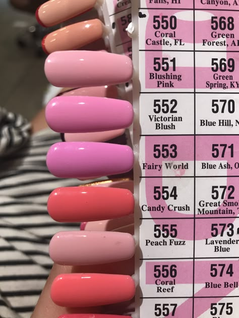 Peach Fuzz or Blushing Pink Dnd Peach Fuzz, Dnd Blushing Pink, Dnd Peach Gel Polish, Dnd Pink Gel Polish Colors, Pink Polish Nails, Nail Chart, Dnd Polish, Dnd Nails, Dnd Gel Nail Polish