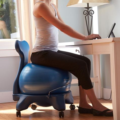 AmazonSmile : Gaiam Balance Ball Chair, Blue : Exercise Balls : Sports & Outdoors Balance Ball Chair, Cool Office Desk, Best Ergonomic Office Chair, Exercise Balls, Sitting Chair, Balance Ball, Ergonomics Furniture, Chair Exercises, Ball Chair