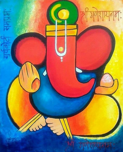 Ganesha Acrylic Painting, Ganpati Drawing, Matzo Ball, Drawing Ideas For Kids, Ganesha Drawing, Matzo Ball Soup, Ganesh Art Paintings, Lord Ganesha Paintings, Ganesh Art