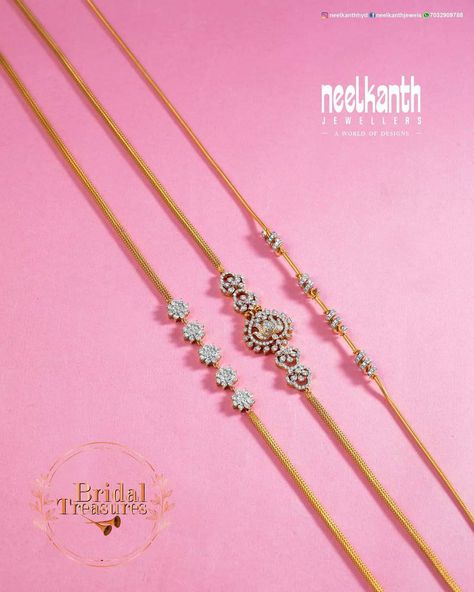 Diamond Sarudu Designs, Thaali Chain Designs Diamond, Mangalya Chain With Mop, Taali Chain Designs, Thaali Kodi Designs Gold, Modern Thali Chain Design, Diamond Mopu Chain, Mangala Sutram Chain Designs Gold, Tamil Mangalsutra Designs