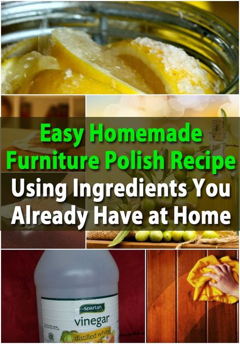 Easy Homemade Furniture Polish Recipe Using Ingredients You Already Have at Home Diy Furniture Wax, Homemade Furniture Polish, Diy Furniture Polish, Natural Wood Polish, Beeswax Furniture Polish, Polish Recipe, Homemade Furniture, Clam Recipes, Furniture Polish