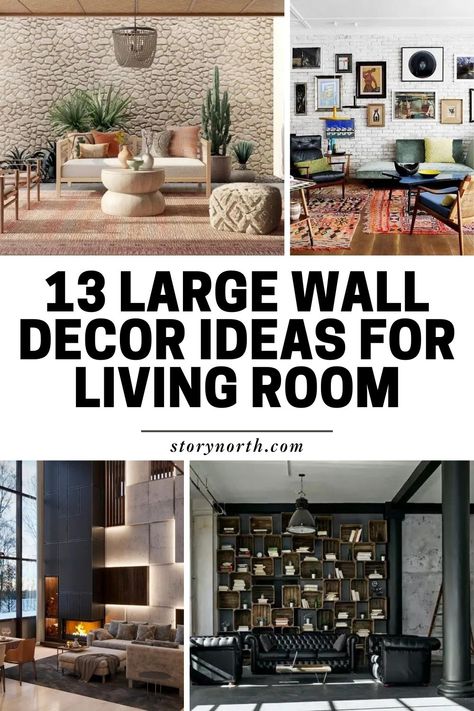 Pin this for creative ways to transform your living room with stunning wall decor inspiration! Elevate your space with these unique ideas. #homedecor #livingroomdecor #walldecorideas #interiordesigninspo Decorating A Large Wall In Living Room, Decorating Large Living Room Wall, Large Wall Decorations, Large Living Room Wall Decor Ideas, Large Wall Decor Ideas, Wall Decor Inspiration, Wall Concept, Large Wall Decor Living Room, Family Room Walls