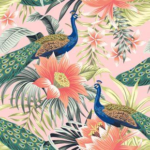 Peacock Wallpaper, Wallpaper Panel, Vintage Peacock, Custom Wall Murals, Leaves Wallpaper, Peacock Bird, Jungle Wallpaper, Fabric Wall Art, Leaf Wallpaper