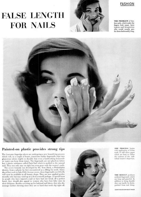 Vintage press-on nails transformed 20th century manicures - here's how 4 Spring Acrylic Nails, Nail Pictures, Glamorous Nails, Painting Plastic, Nails Only, Nails At Home, Nail Designs Spring, Nail Paint, Life Magazine