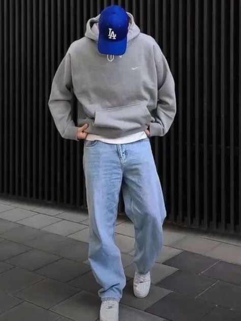 Hoodie Outfit Men, Skater Outfits, Guys Fits, Jeans Outfit Men, Blue Jean Outfits, Style Outfits Men, Classy Outfits Men, Fashion Men Streetwear, Streetwear Mode