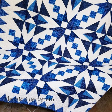 Nancy Mahoney on Instagram: “I love how the two-blocks in Electric Blue create the illusion of curves, but it's all straight seams! Make this quilt in two-colors like I…” Blue Quilt Patterns, Blue Quilt, Blue Quilts, Quilt Sizes, Quilt Pattern, Digital Download Etsy, Electric Blue, Quilt Patterns, Color Schemes