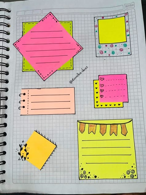 💕💕 Sticky Note Ideas, Post It Art, Assignment Ideas, Border Decoration, Kraf Kertas, Book Art Projects, Paper Notes, Front Page Design, Bullet Journal Ideas Templates