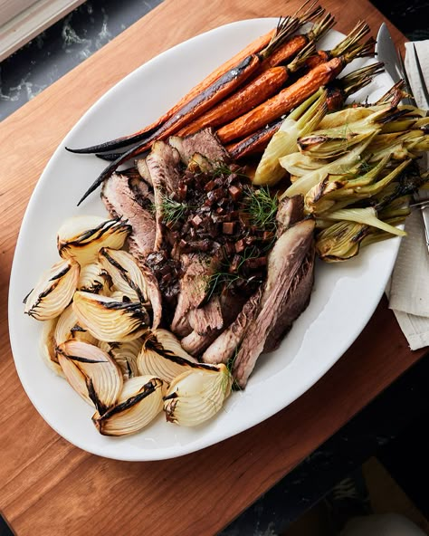 Braised Brisket Breaded Meatballs, The Maccabees, Braised Brisket, Brown Butter Sauce, Andrew Zimmern, How To Cook Beef, Diced Carrots, Glazed Carrots, Beef Ribs