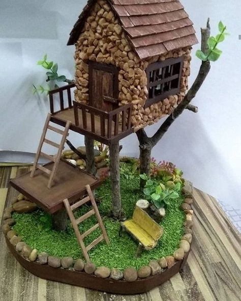 Create your own miniature house using materials such as wood, cardboard,stone, clay, or even recycled items.They can also serve as focal points within a larger decorative arrangement, such as a fairy garden or a miniature village#home decor#artwork#decorative delight Popsicle Stick Crafts House, Fairy Garden Pots, Miniature Village, Fairy House Crafts, Fairy Garden Furniture, Fairy House Diy, Fairy Garden Designs, Fairy Garden Crafts, Fairy Tree