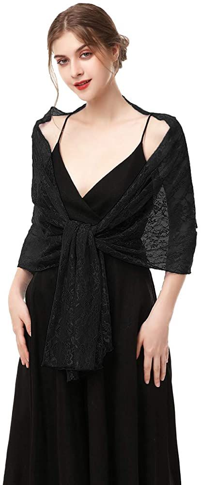 Shawl Scarve Wraps Soft Chiffon Lace Pashmina for Evening dresses on formal occasions(Black(chiffon)) at Amazon Women’s Clothing store Wedding Evening Party, Trim Scarf, Shop Inspiration, Tie Dye Scarves, Chiffon Shawl, Black Shawl, Black Chiffon, Lace Shawl, Printed Silk Scarf