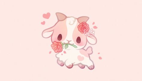 You’ve goat my heart 💌🐐 Cute Goat Drawing, Cow Kawaii, Smiles And Tears, Kawaii Pics, Istoria Artei, Strawberry Cow, Arte Do Kawaii, Cute Goats, Images Kawaii