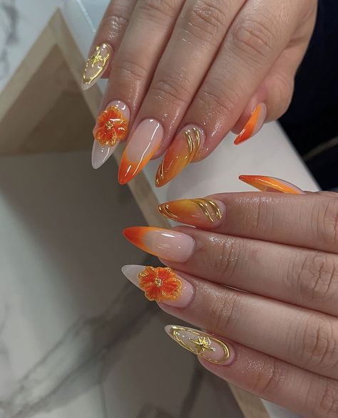 Y2k Designs, French Manicures, Flower Nail Designs, Blush Nails, Classy Acrylic Nails, Nail Products, Nail Forms, Orange Nails, Art Garden