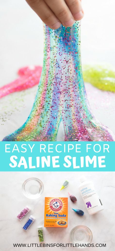 Cool Slime Recipes, Homemade Slime Recipe, Slime Ingredients, Slime No Glue, Easy Slime Recipe, Diy Slime Recipe, Saline Solution, Slime For Kids, Homemade Slime