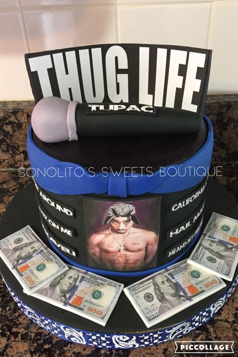 Tupac cake 2pac Party Theme, Tupac Themed Birthday Party, 2pac Birthday Party Ideas, Tupac Party Theme, Tupac Birthday Party, 2pac Cake, Rapper Party Theme, Tupac Cake, Rapper Cake