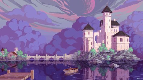 8 bit heartbeat • Pixel Castle by FromFable Purple Wallpaper Hd, Pixel Art Background, 8bit Art, Velvet Wallpaper, Animal Print Wallpaper, Cute Desktop Wallpaper, Fantasy Castle, Art Wallpaper Iphone, Purple Wallpaper