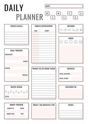 How To Start A Planner, How To Make A Planner, Daily Planner Layout, Daily Planner Schedule, Hourly Daily Planner, Pink Daily Planner, Planner Ideas Layout, Daily Planner Download, Cer Nocturn