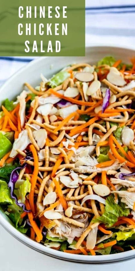 Chinese Chicken Salad is an easy recipe that’s great when you’re craving something light and fresh for lunch or dinner. It has the most amazing texture thanks to the crunchy chow mein noodles. Chinese Salad, Chinese Chicken Salad Recipe, Simple Salads, Rotisserie Chicken Salad, Chicken Salad Recipe Easy, Chinese Chicken Salad, Chicken Chow Mein, Chow Mein Noodles, Chicken Salad Recipe