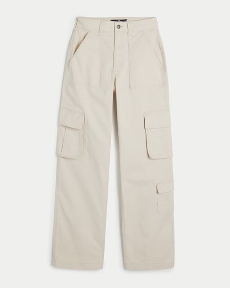 Women's Ultra High-Rise Baggy 3-Pocket Cargo Pants | Women's Bottoms | HollisterCo.com Cream Cargo Pants, Beige Cargo Pants, Cream Pants, Baggy Cargo Pants, Cargo Pants Outfit, Hollister Pants, Women's Bottoms, Black Cargo Pants, Lightweight Pants