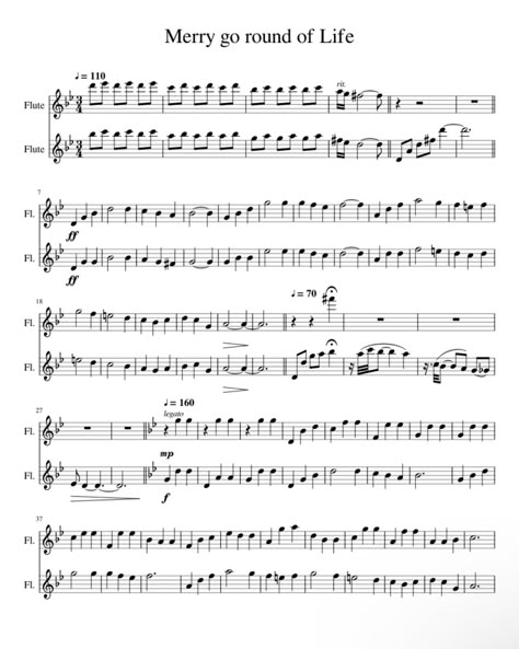 Merry Go Round Of Life Flute Sheet Music, Mary Go Round Of Life Piano, Merry Go Round Of Life Sheet Music, Merry Go Round Of Life Violin, Merry Go Round Of Life Piano, Merry Go Round Of Life, Recorder Notes, Composition Inspiration, Mary Go Round