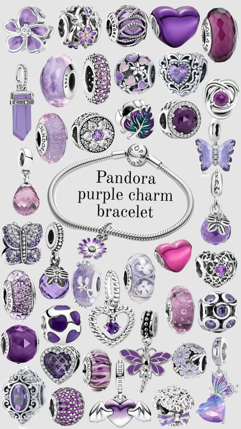 Pandora Charms Pink, Disney Pandora Bracelet, Pandora Purple, Pandora Bracelet Charms Ideas, Girly Christmas Gifts, Pandora Bracelet Designs, Pandora Jewelry Charms, Pretty Jewelry Necklaces, Girly Gifts