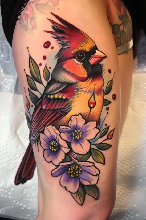 Meaning Of Cardinal Tattoo | 150+ Cardinal Tattoo Design Ideas Oriole Tattoo, Cardinal Tattoo Design, Orioles Tattoo, Kingfisher Tattoo, Cardinal Tattoo, Cardinal Tattoos, Spiritual Connections, Bird Tattoos, Mommy Tattoos