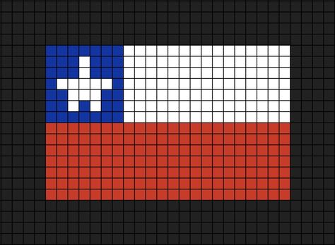 A medium to large pixel art template of the Chilean (Chile) flag.

This is a country in South America. Flags Pixel Art, Chilean Flag, Flag Cross Stitch, Chile Flag, Perler Ideas, Tiny Cross Stitch, Turkish Pattern, Pixel Drawing, Pixel Crochet