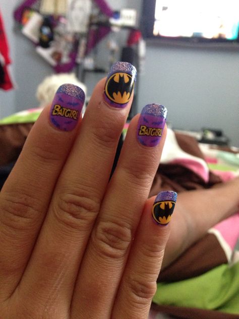 Batgirl Nails, Dc Nails, Batman Nails, Batman Diy, Batgirl, Nails Design, Class Ring, Nail Ideas, Gel Nails