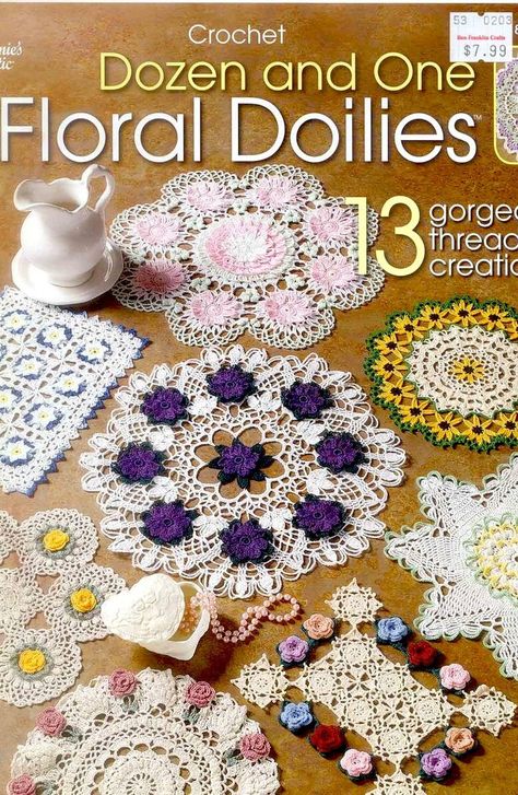 Crochet Dozen and One Floral Doilies. — Yandex Disk Vintage Crochet Doily Pattern, Annie's Crochet, Vintage Crochet Patterns, Crochet Magazine, Crochet Doily Patterns, Crochet Tablecloth, Crochet Books, Doily Patterns, Crochet Coasters