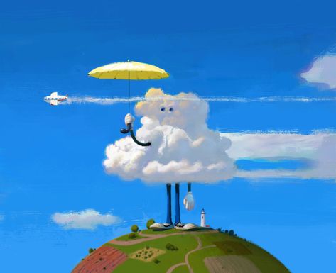 Cloud, Vladimir Kuzmenko Cloud Illustration, Landscape Illustration, Dreamy Art, Illustration Character Design, Children Illustration, Graphic Design Illustration, Character Illustration, Doodle Art, Picture Book