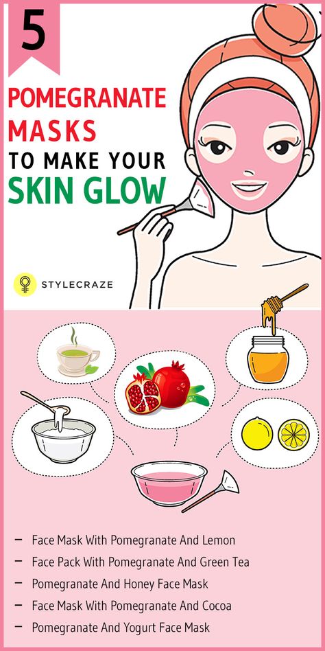 Fruit Masks For Face, Pomegranate Skin Benefits, Pomegranate Face Mask Diy, Fruit Facial At Home, Pomegranate For Skin, Fruit Face Mask, Pomegranate Face Mask, Yogurt Face Mask, Lemon On Face